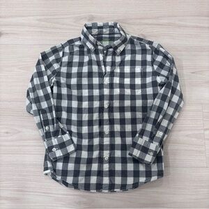 Crewcuts Boys Plaid Button Down Shirt Size 6/7 Gray White Cotton